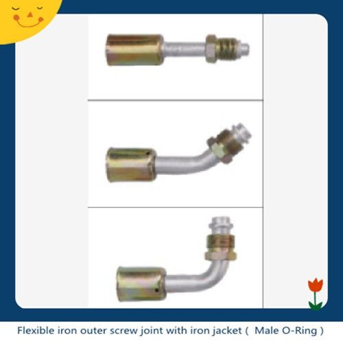 Flexible iron outer screw joint with iron jacket ( Male O-Ring )